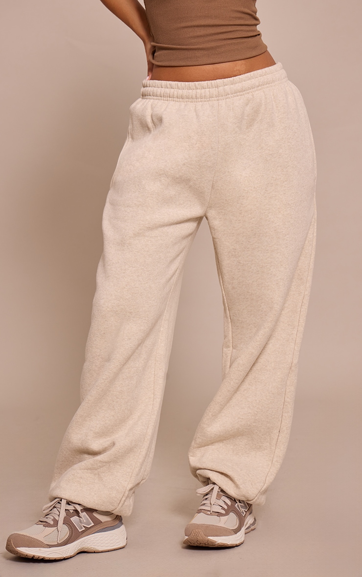 Petite Pantalon de survêtement en coton polaire avoine à ourlet resserrés image 2