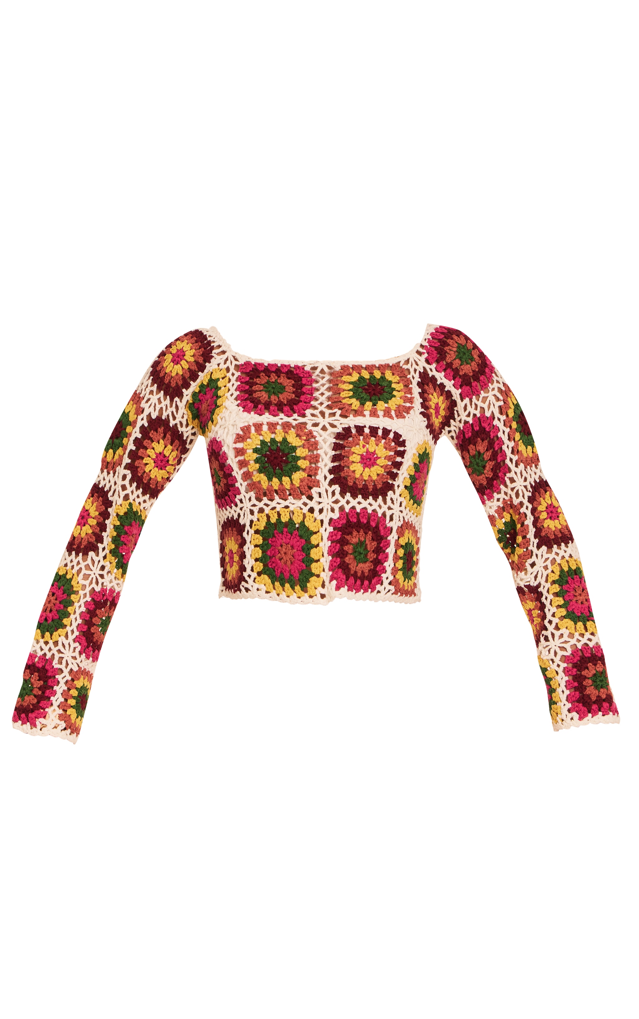 Petite Multi Crochet Knit Long Sleeve Top image 5