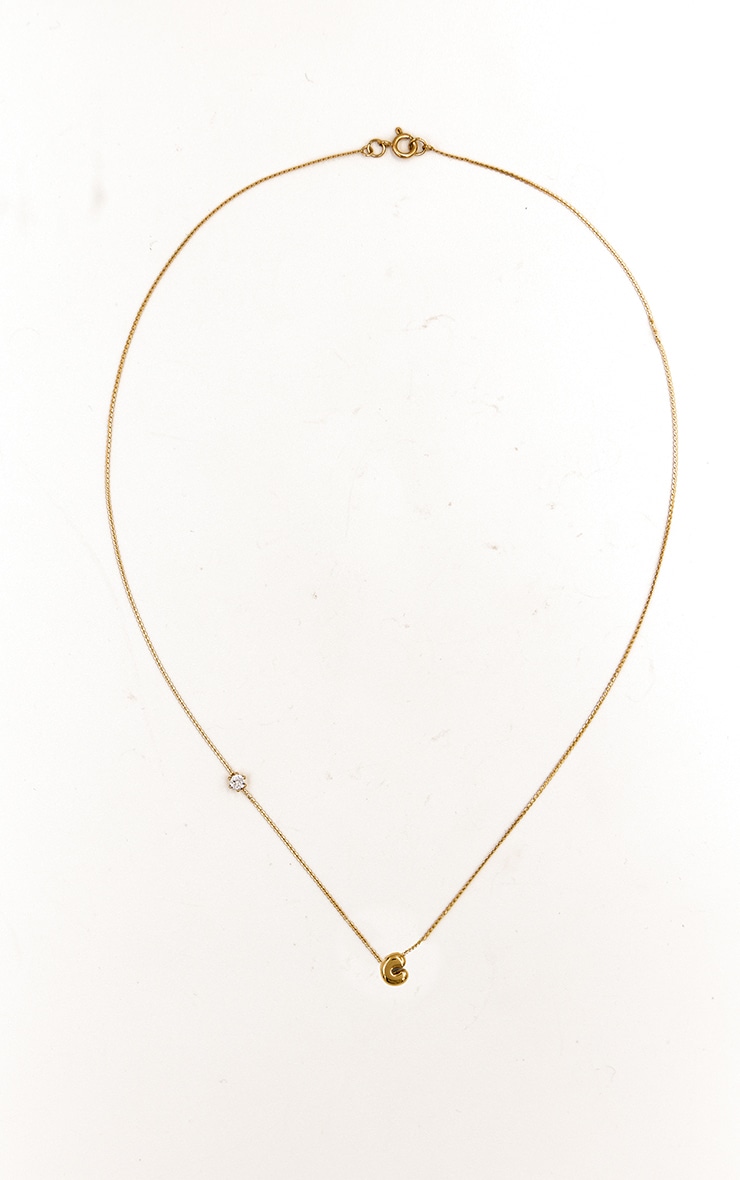 Gold Water Resistant Bubble Initial C Necklace image 2
