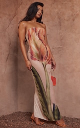 Ellery | Lime Floral Print Bandeau Maxi Dress main image 0
