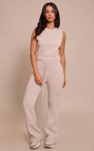 Petite Beige Drawstring Knitted Pants