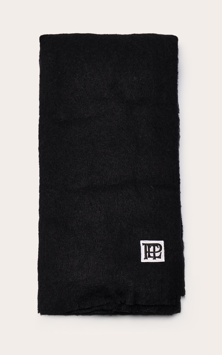 PLT Badge Black Brushed Knit Scarf image 2