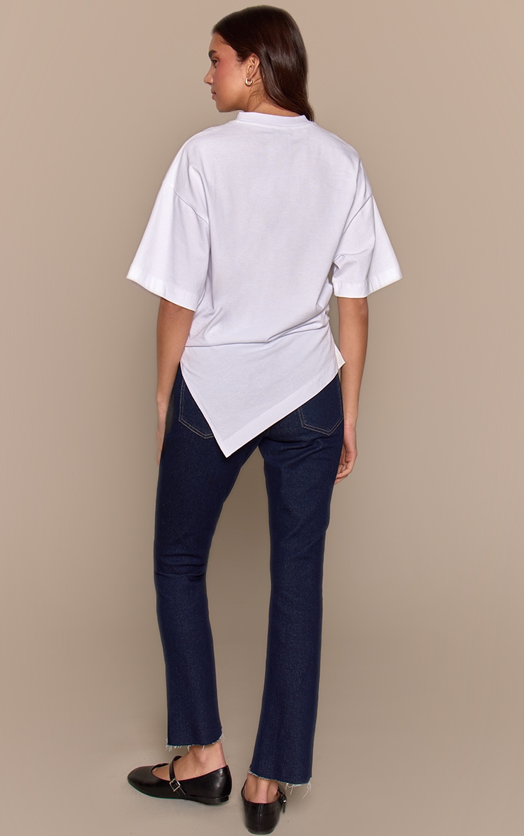 Indigo Cropped Raw Hem Straight Leg Jeans image 3