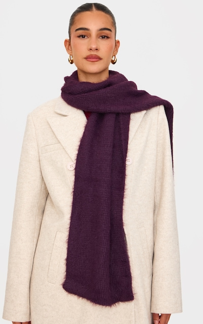 Plum Eyelash Knit Rib Scarf