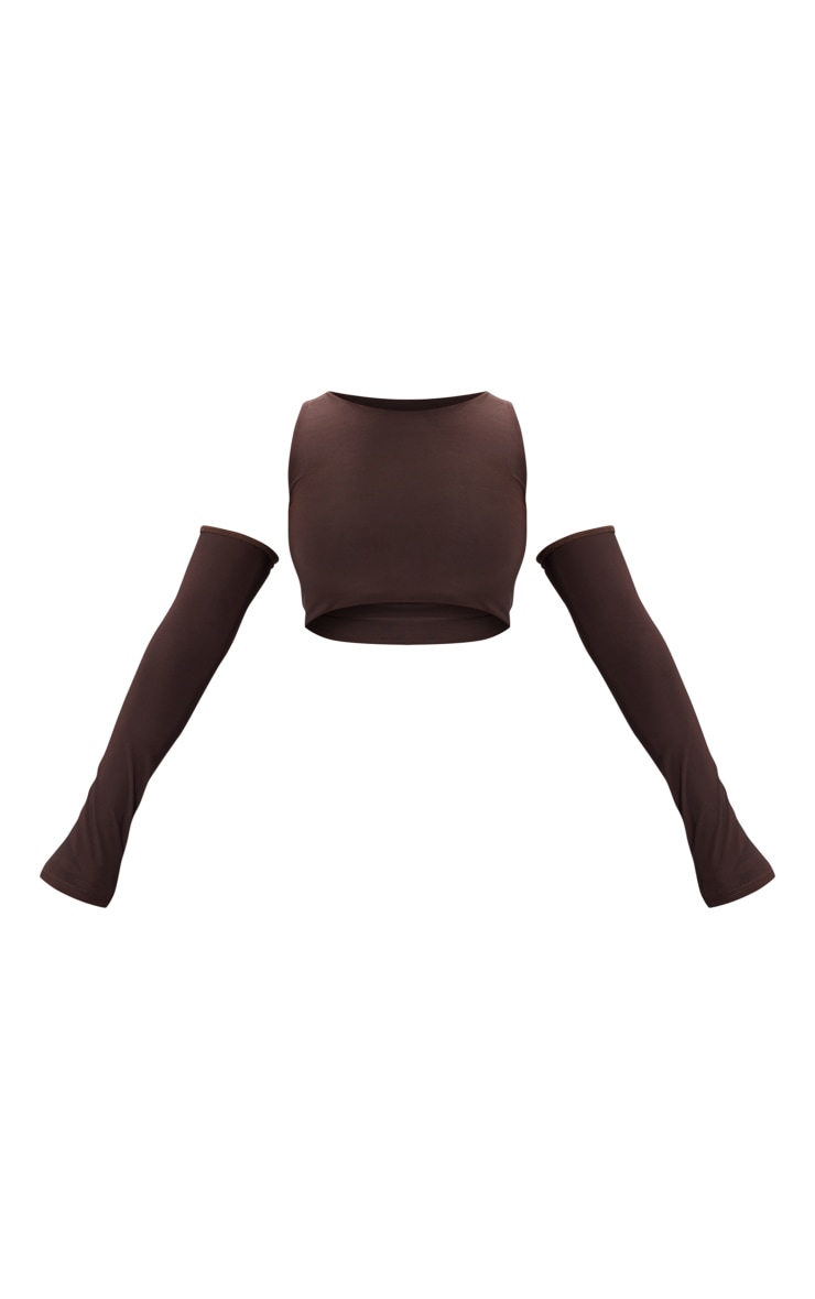 Shape Chocolate Brown Slinky Bardot Crop Top image 5