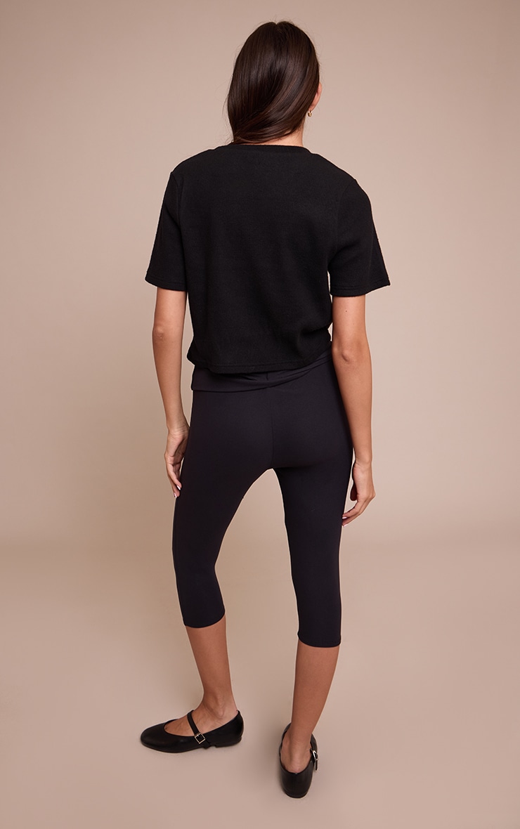 Pantalon capri très doux noir à détail noué sur la taille image 3