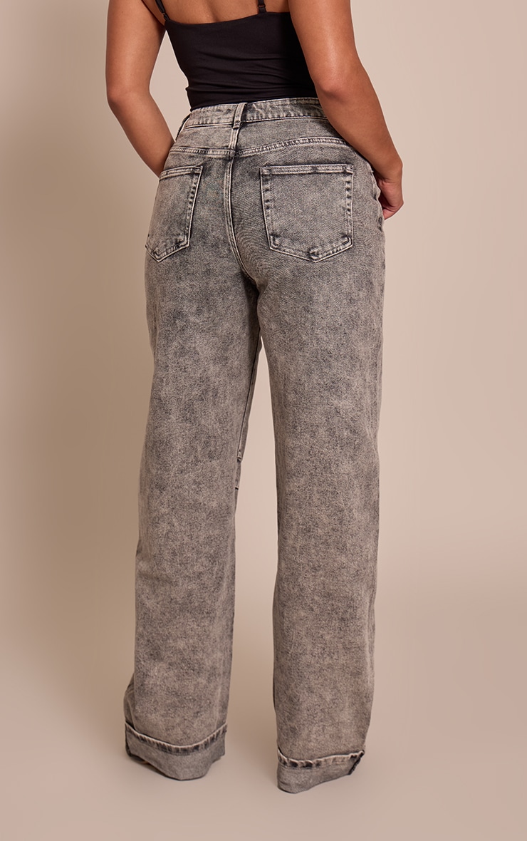 Shape Ash Grey Highwaisted Stretch Denim Barrel Leg Turn Up Hem Jean image 3