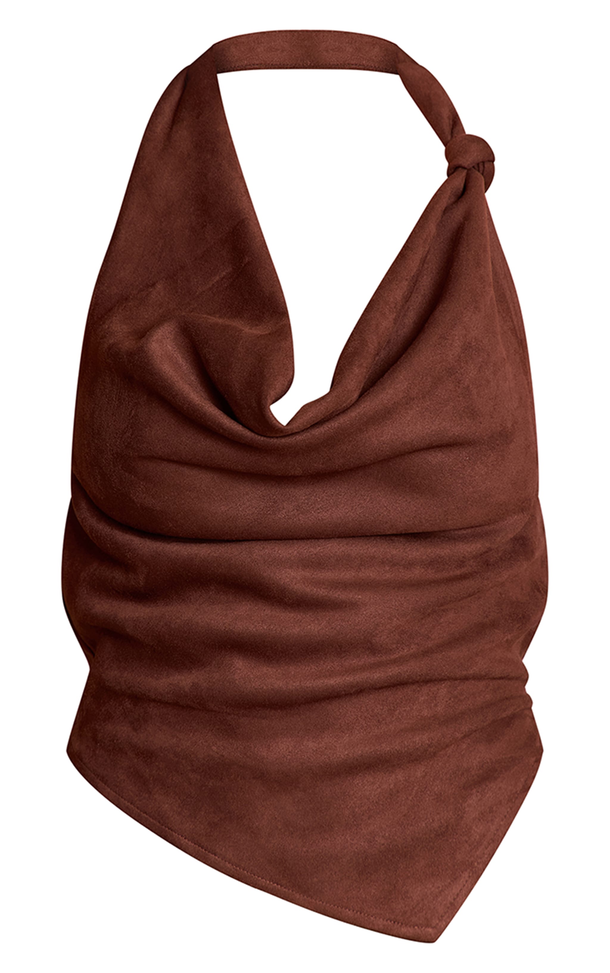 Chocolate Suede Knot Cowl Top image 5