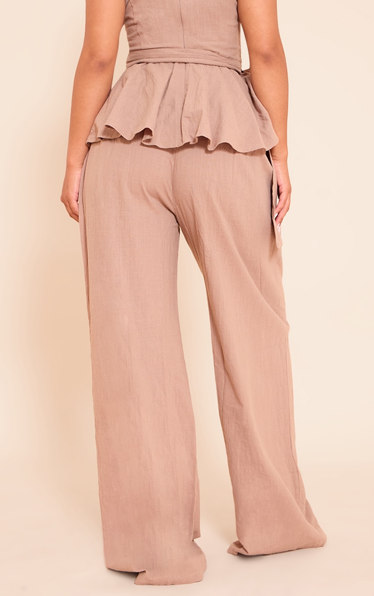 Shape Mocha Linen Highwaisted Wide Leg Pants image 3