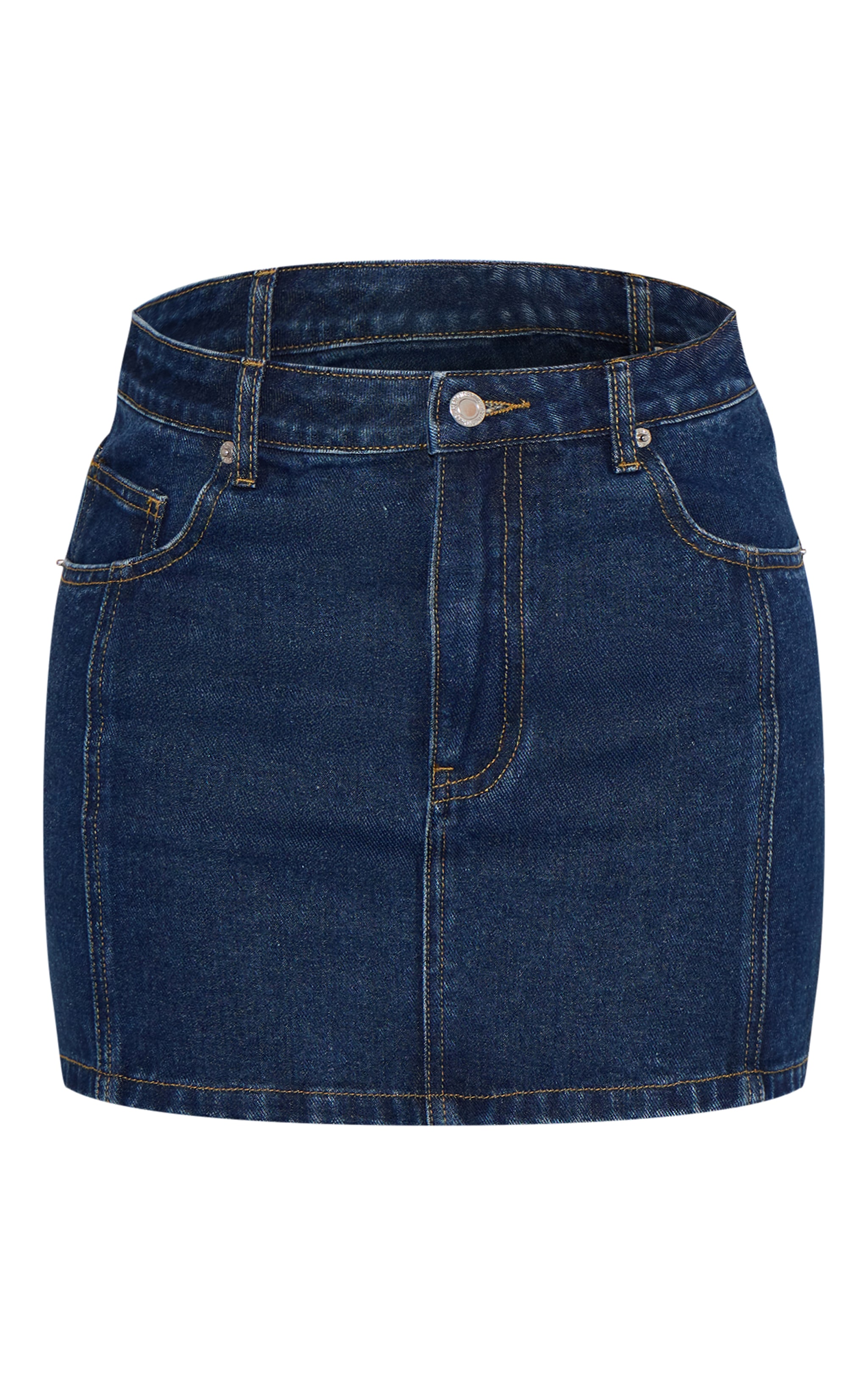 Petite Mid Blue Wash Seam Detail Denim Mini Skirt image 6