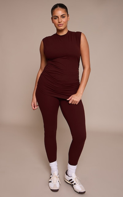 Plus Legging en Sculpt chocolat froncé