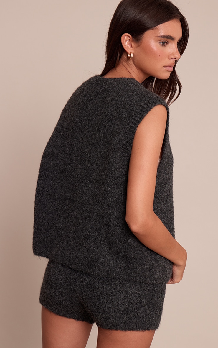 Grey Brushed Knit Vest image 2