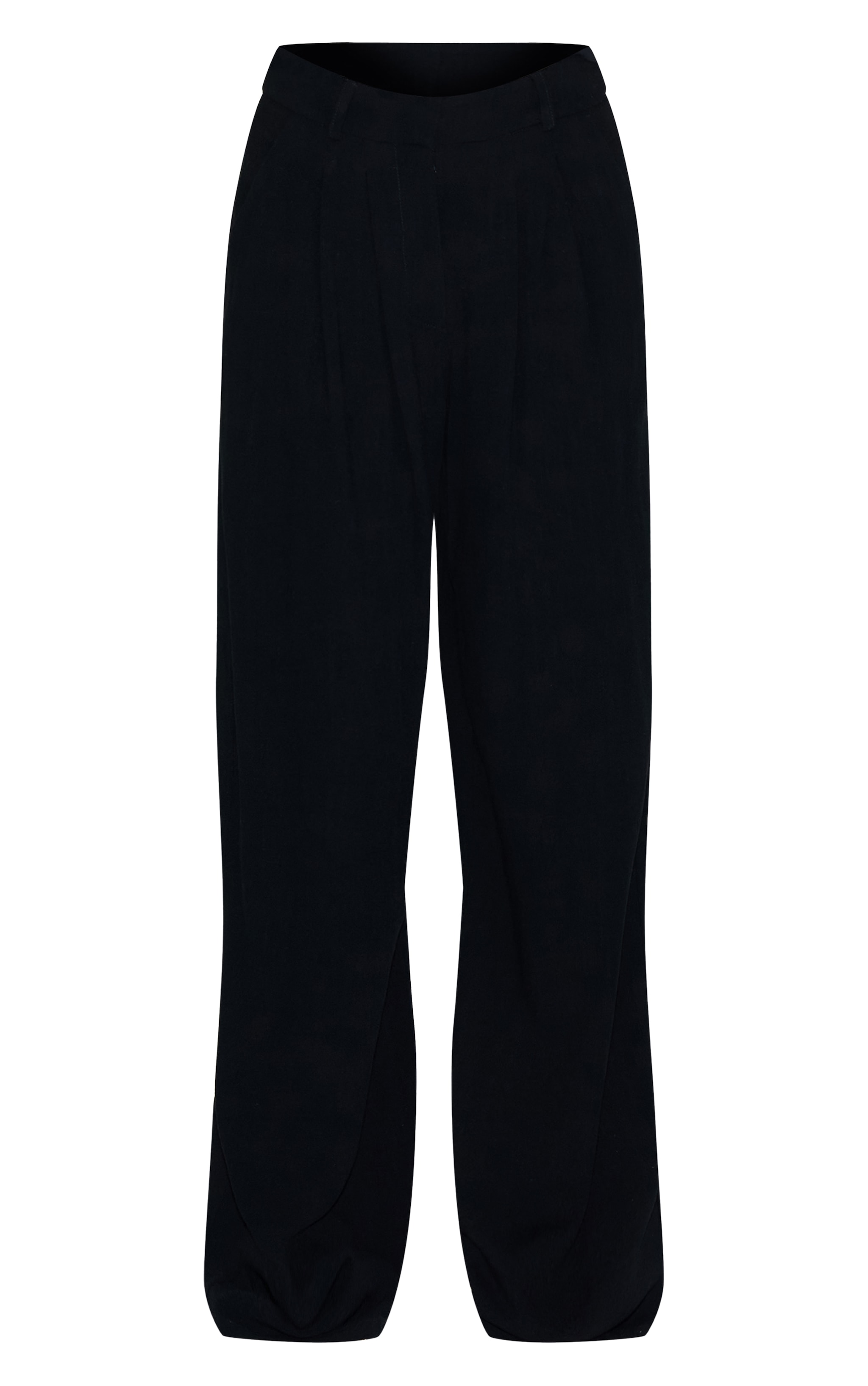 Black Linen Look Floaty Tailored Pants image 5