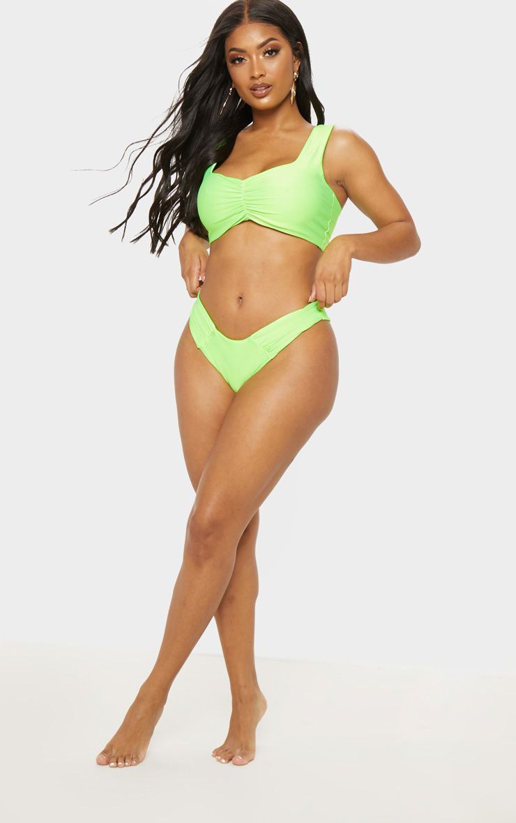 Shape Neon Lime Ruched Detail Bikini Bottom
