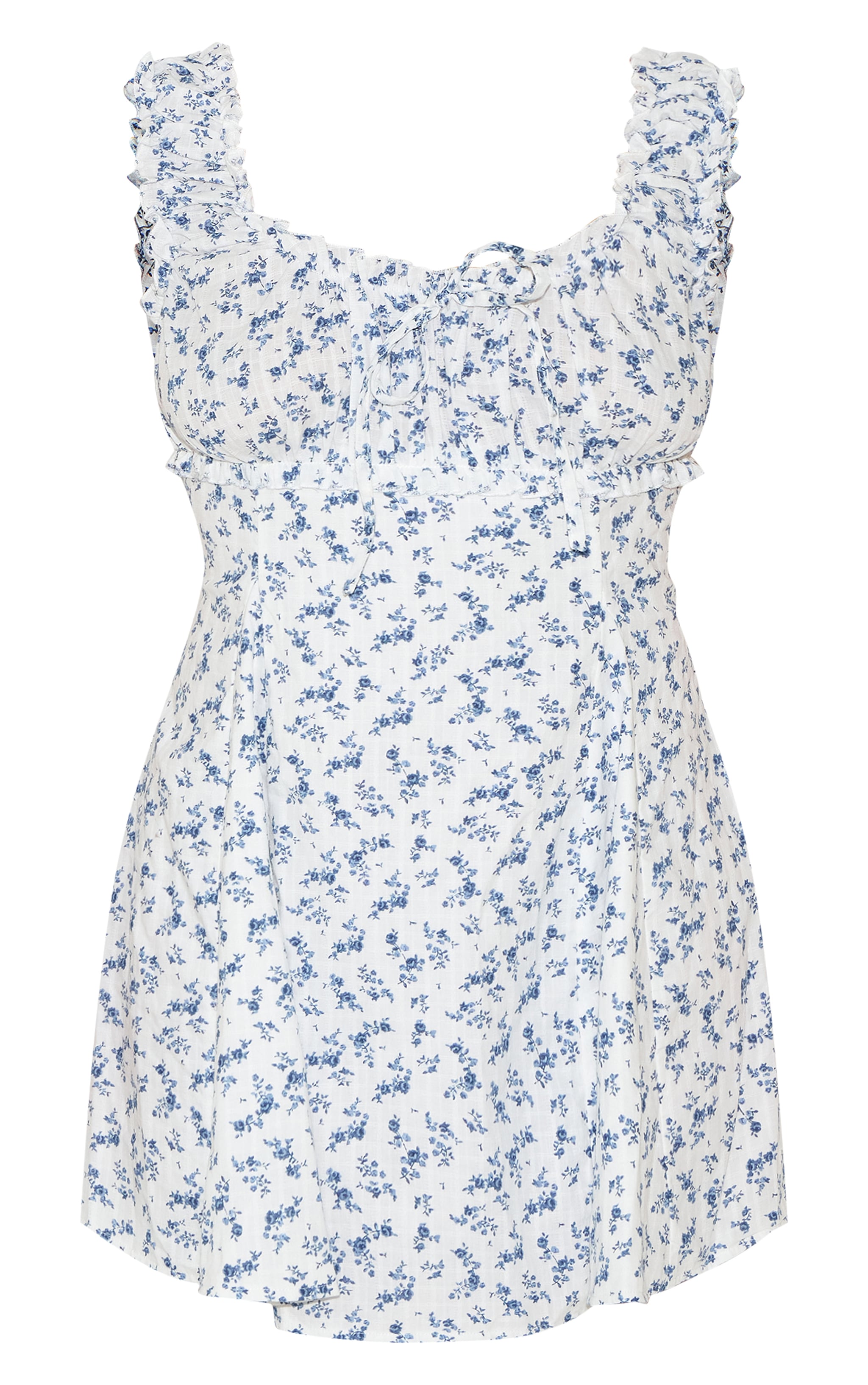 Plus Blue Ditsy Floral Ruched Tie Shift Dress image 5