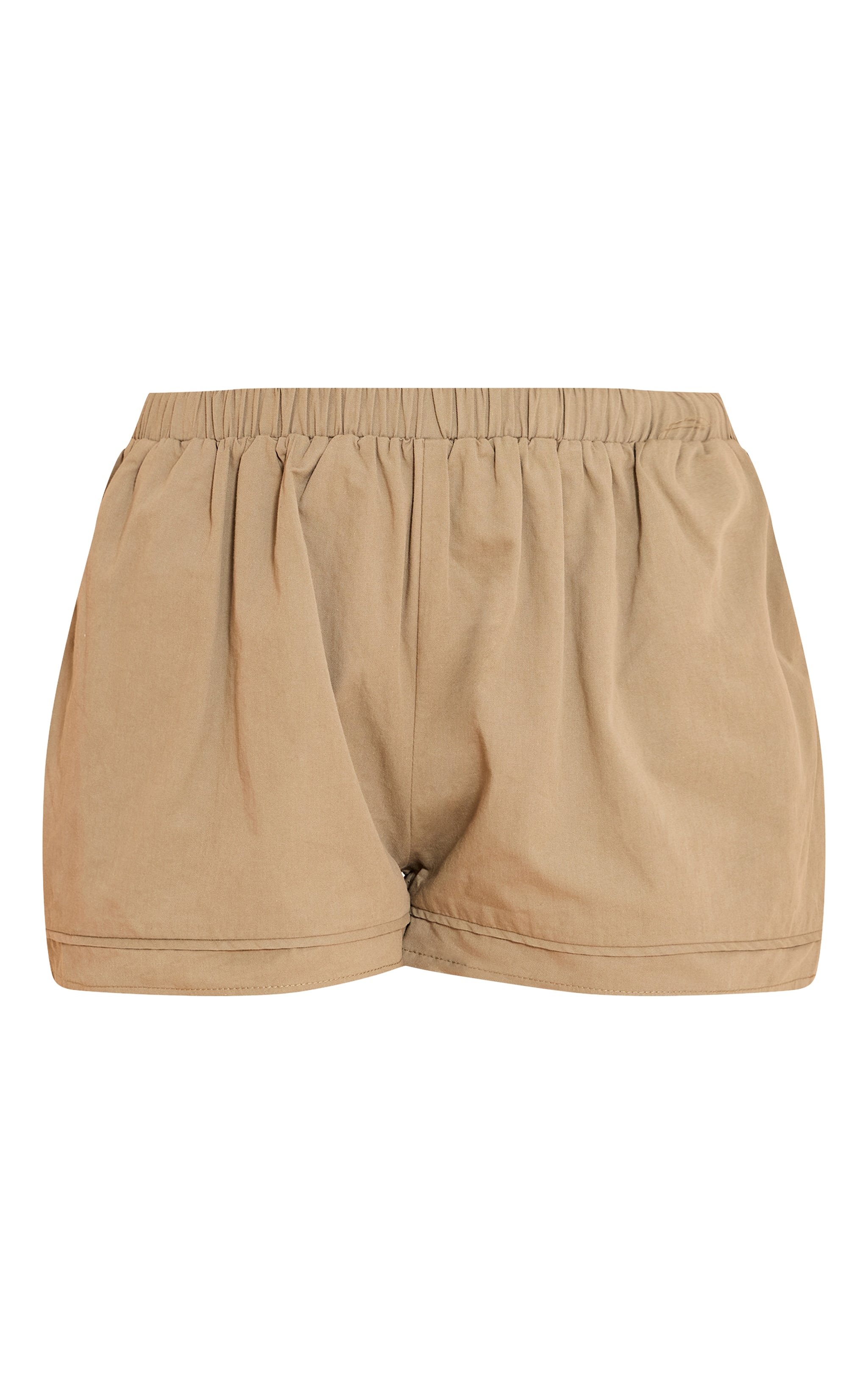 Light Khaki Cotton Woven Pleate Detail Floaty Shorts image 6
