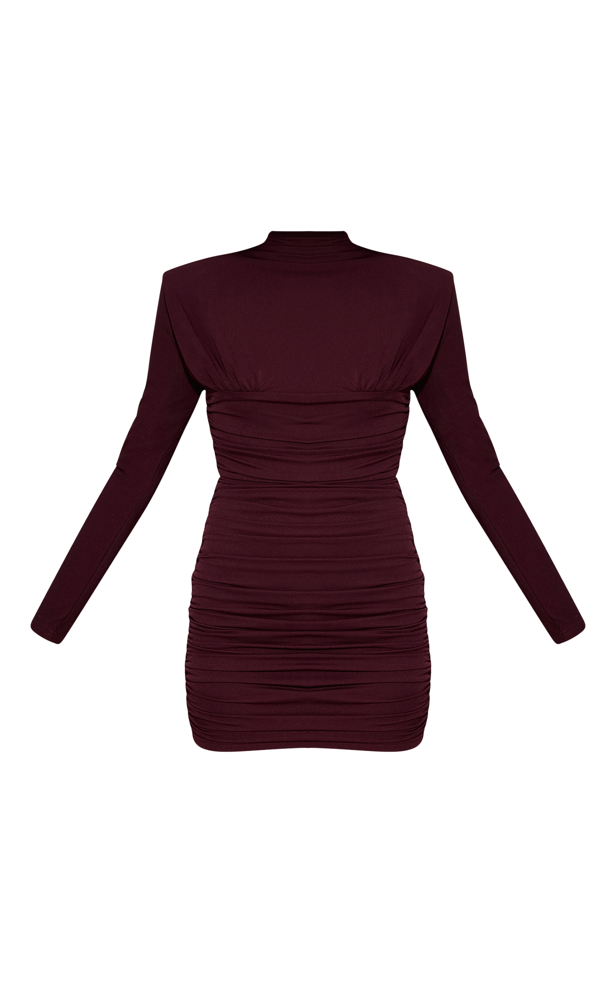Plum Ruched Long Sleeve Bodycon Dress image 5