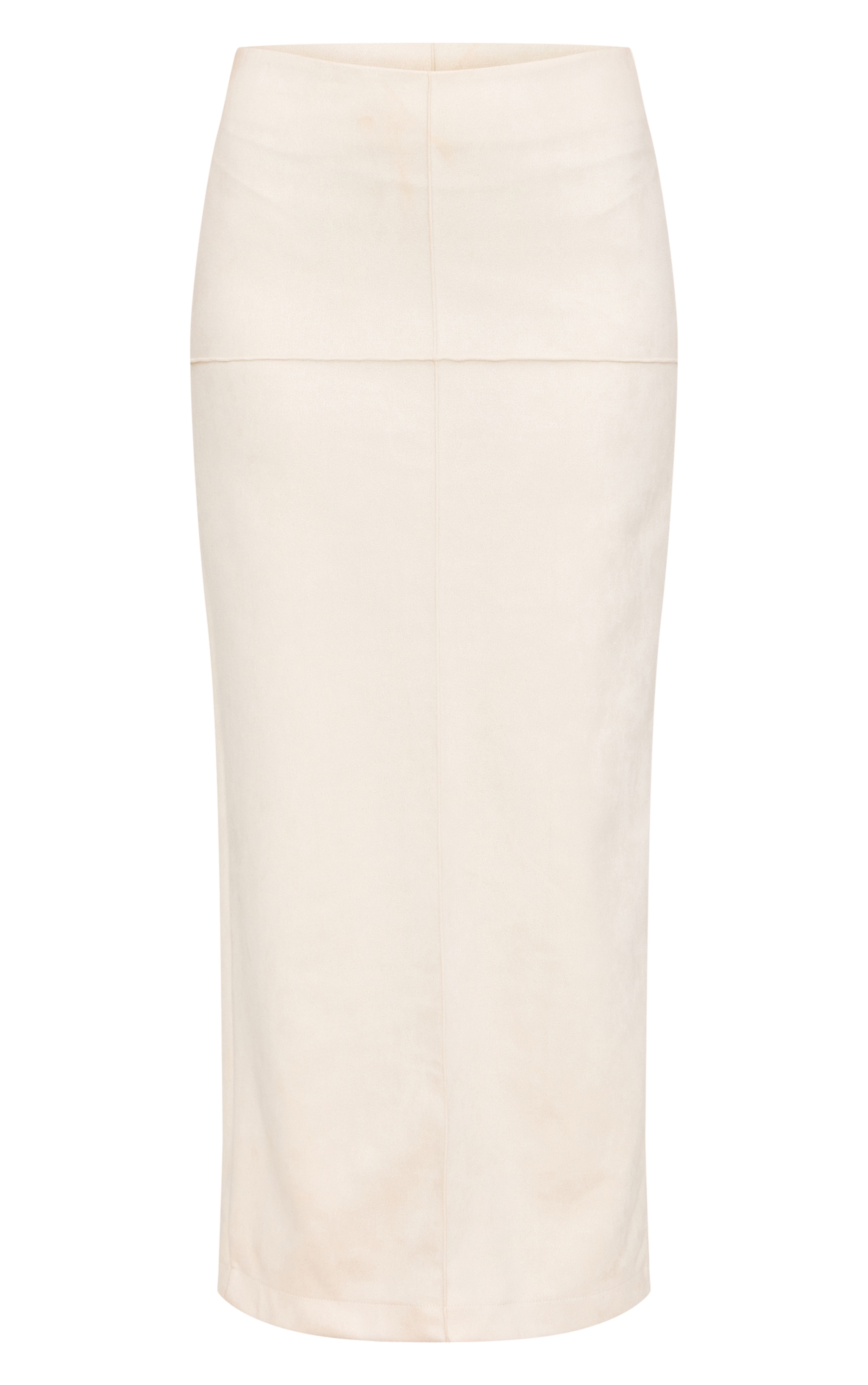 Ecru Faux Suede Seam Detail Column Maxi Skirt image 5