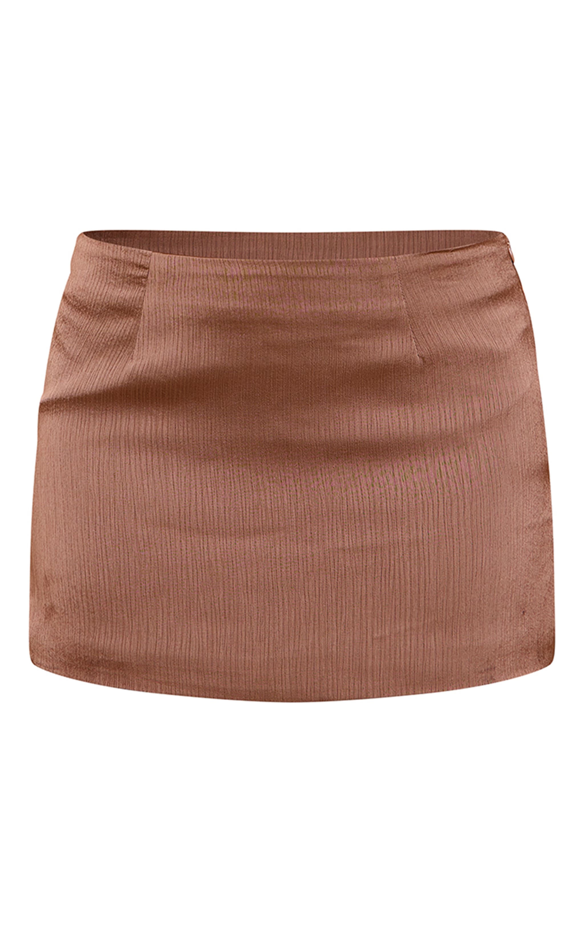 Chocolate Textured Satin  A Line Mini Skirt image 6