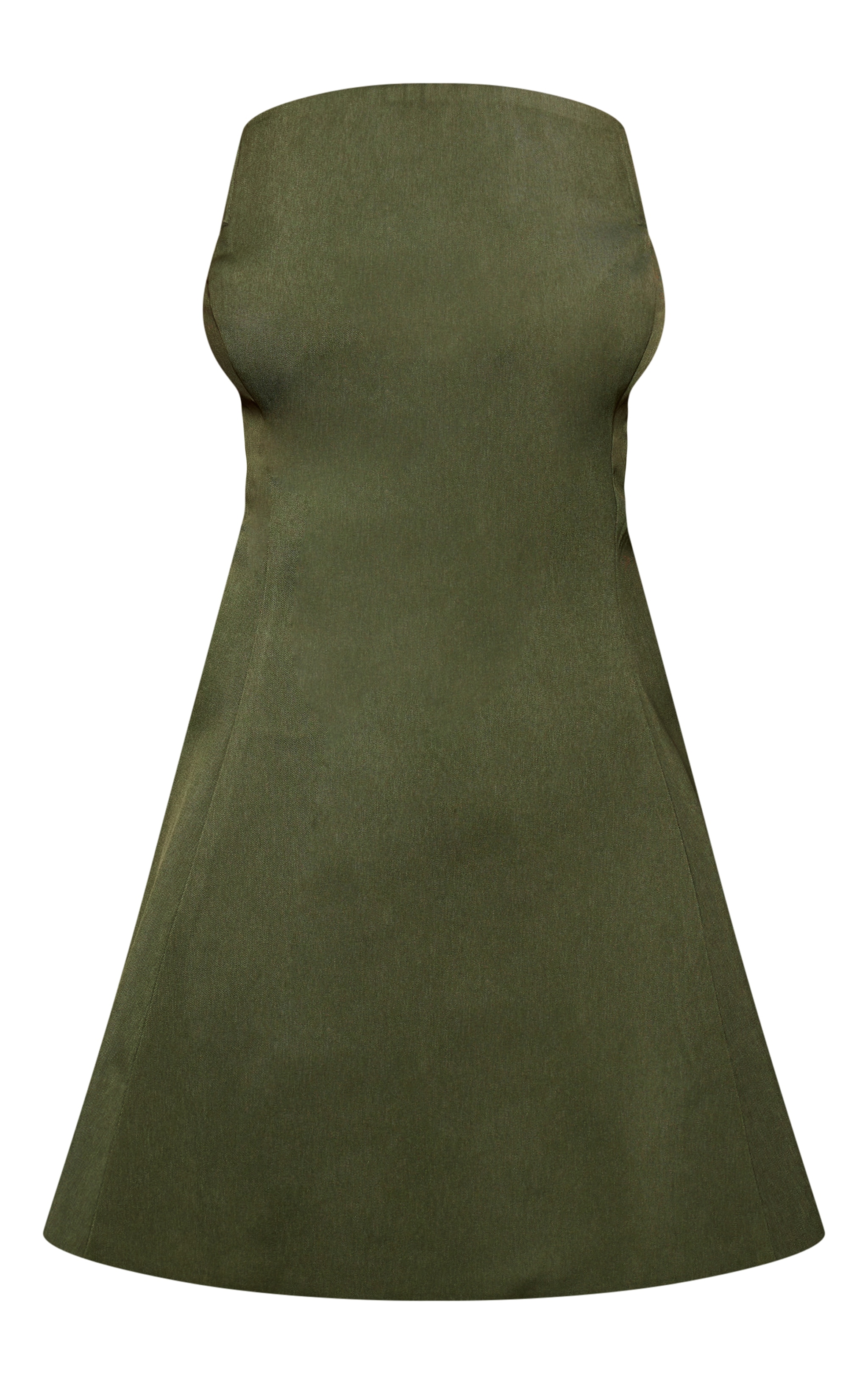 Forest Green Woven Bandeau Hanky Hem Mini Dress image 5