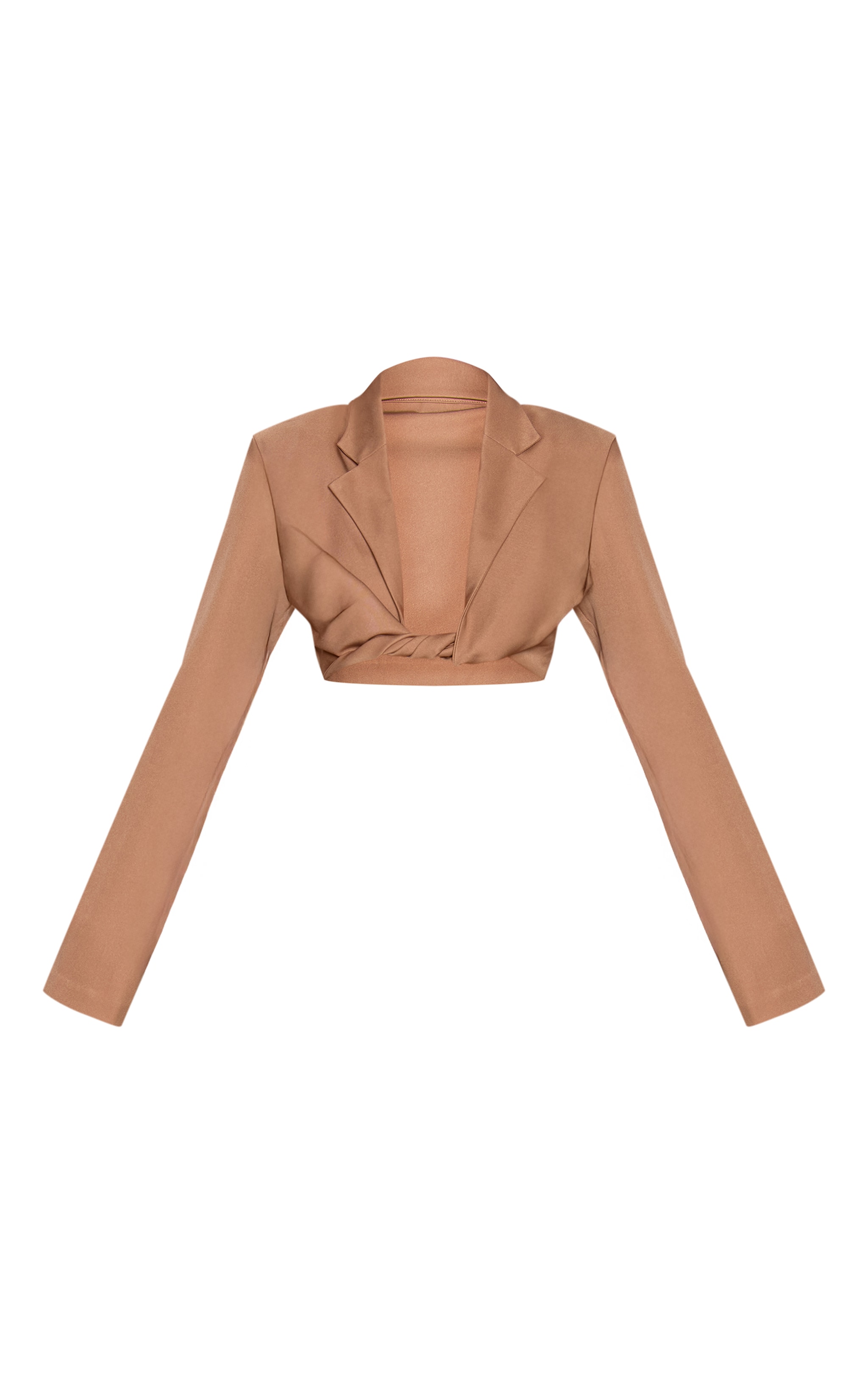 Mocha Twist Detail Long Sleeve Cropped Blazer  image 5