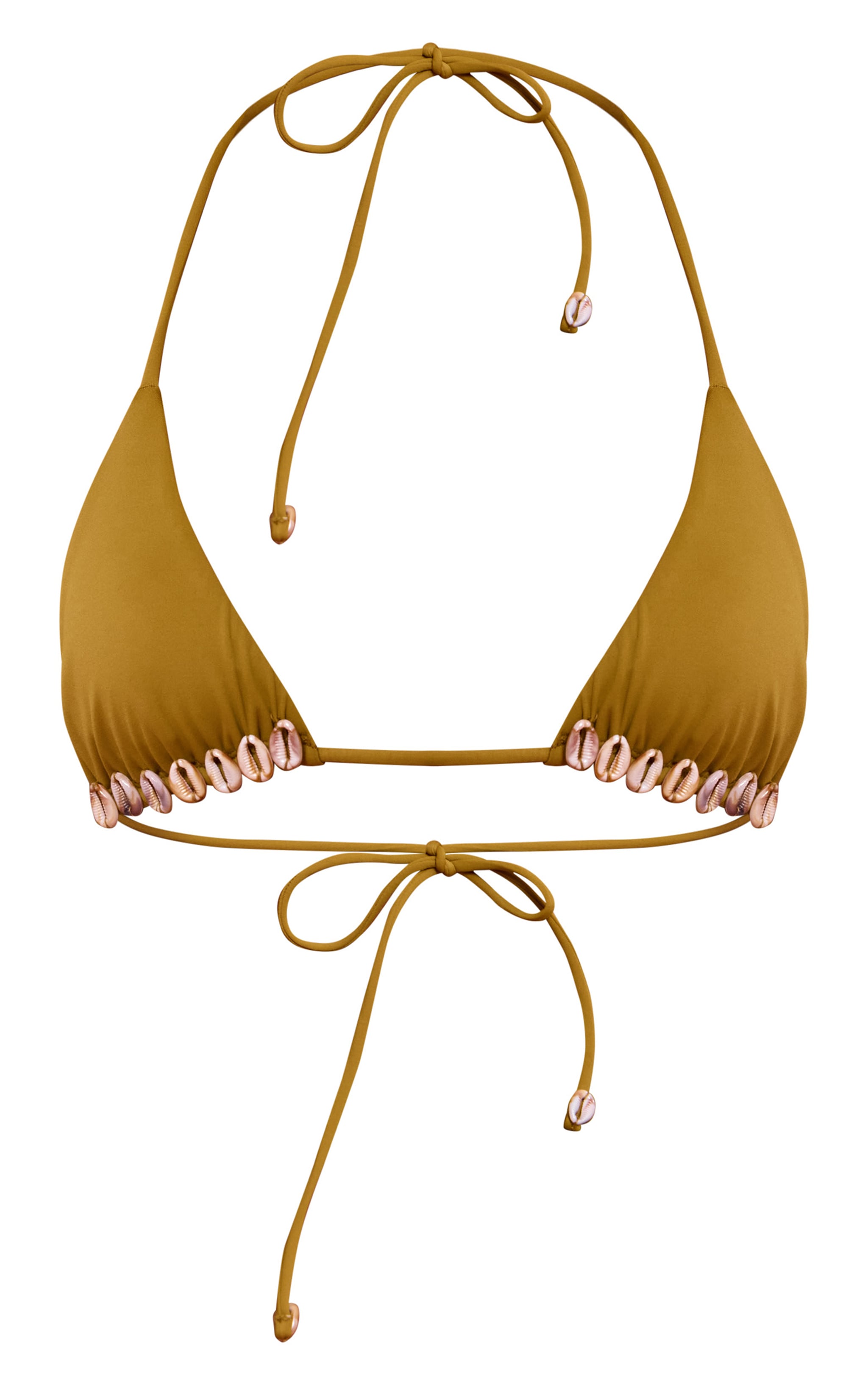 Olive Shell Trim Triangle Bikini Top image 5