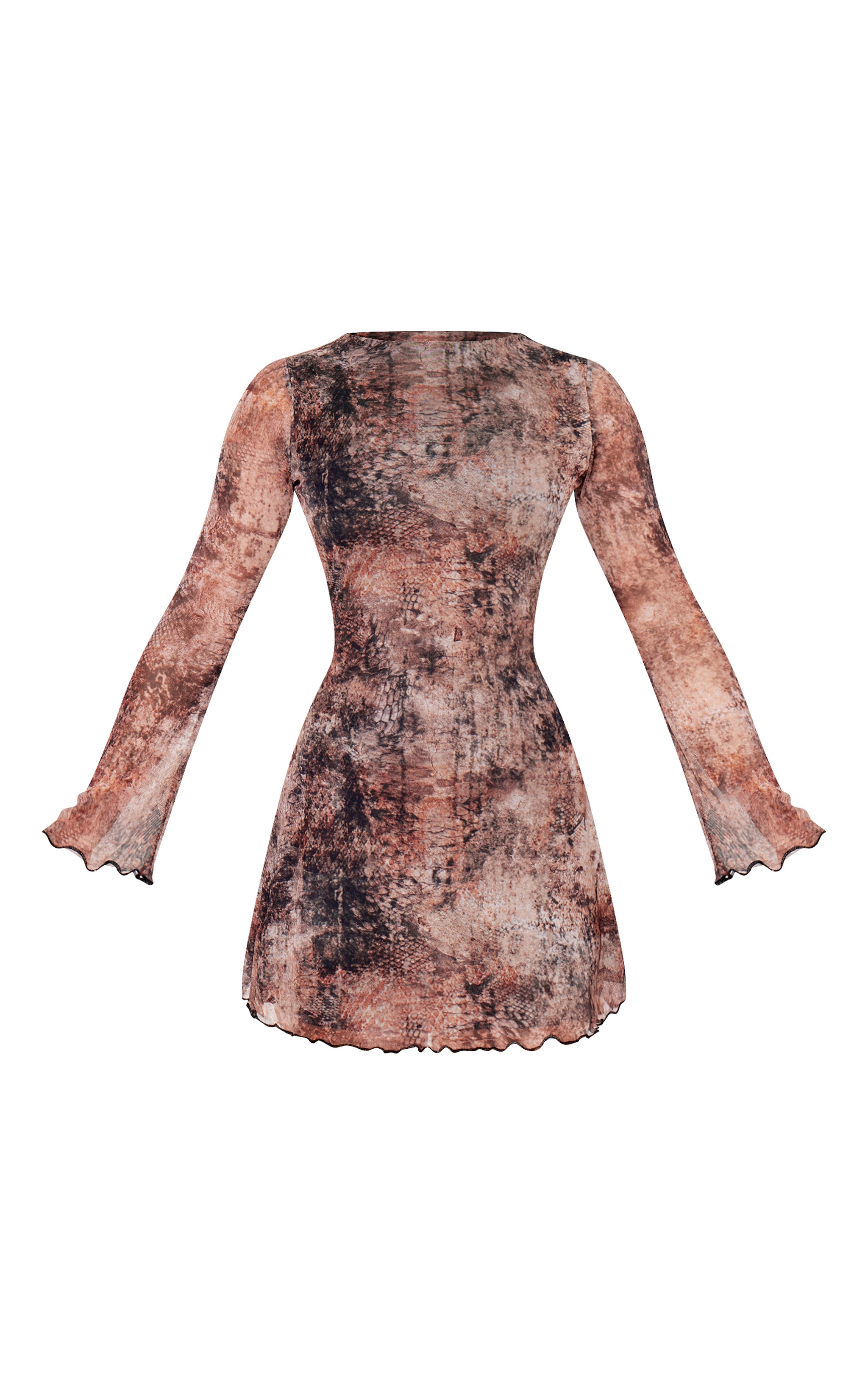 Grey Mesh Long Sleeve Tie Back Shift Dress image 5