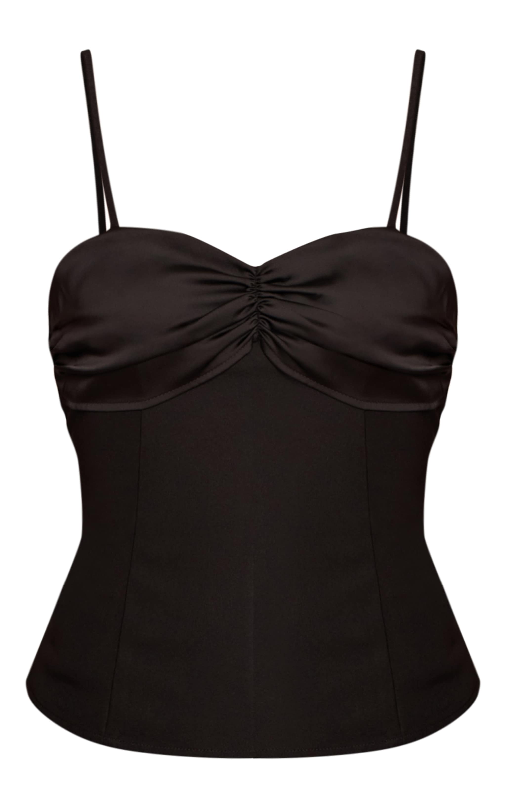 Black Satin Ruched Bust Corset image 5