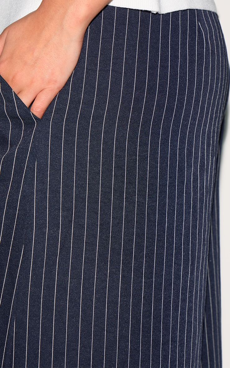 Plus Navy Maxi Pinstripe Tailored Woven Straight Leg Pants image 4