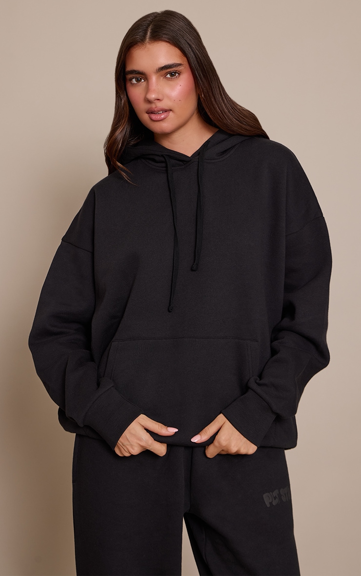 Black PLT Studio Print Oversized Hoodie image 2