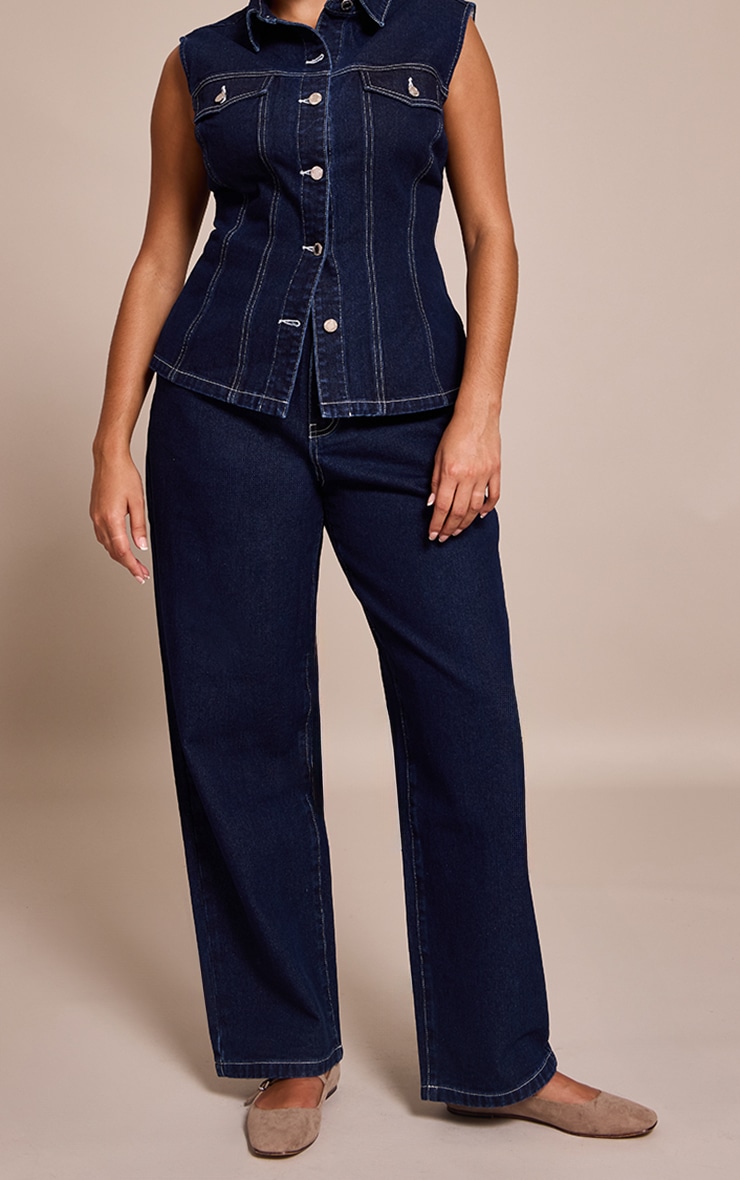 Plus Indigo Mid Rise Wide Leg Jeans image 2