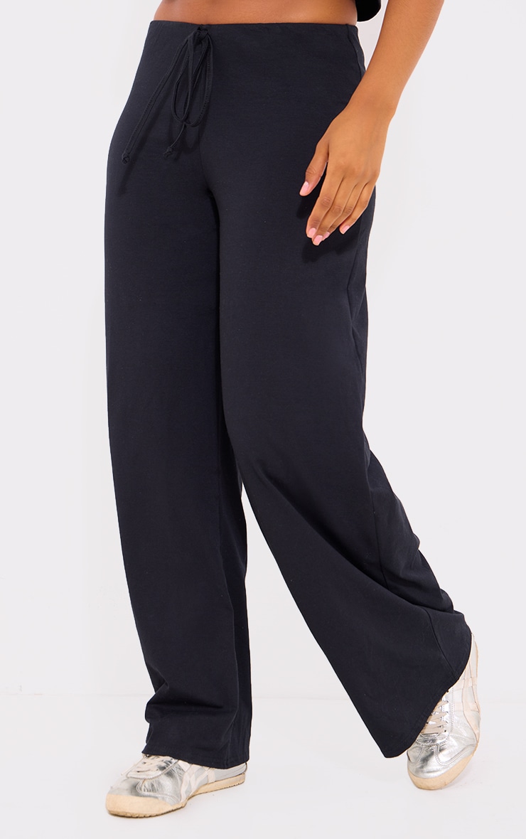 Black Cotton Wide Leg Pants image 2