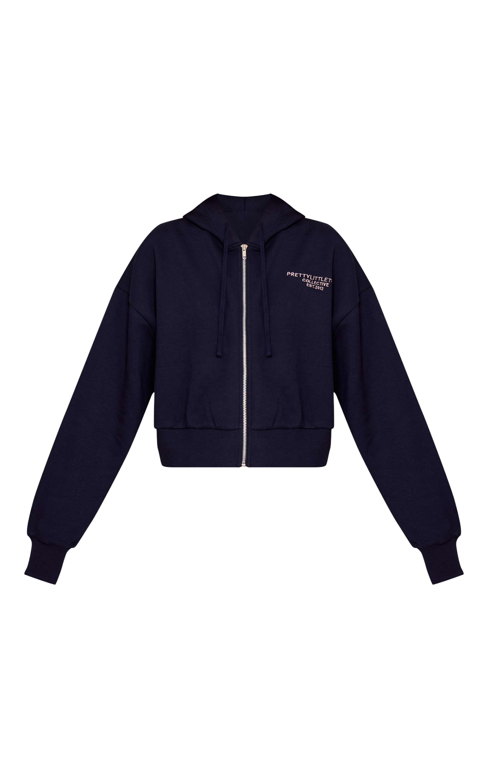 PRETTYLITTLETHING Navy Print Zip Front Hoodie image 5