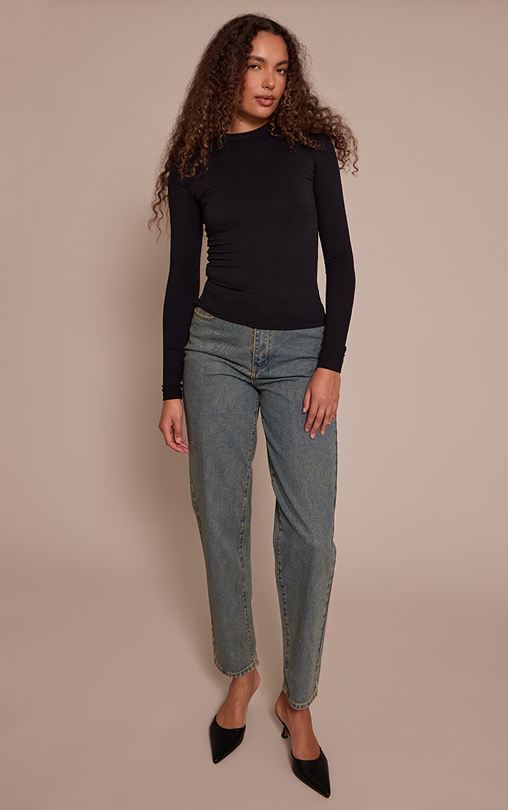 Tall Black Snatched Sculpt Long Sleeve T Shirt image 3