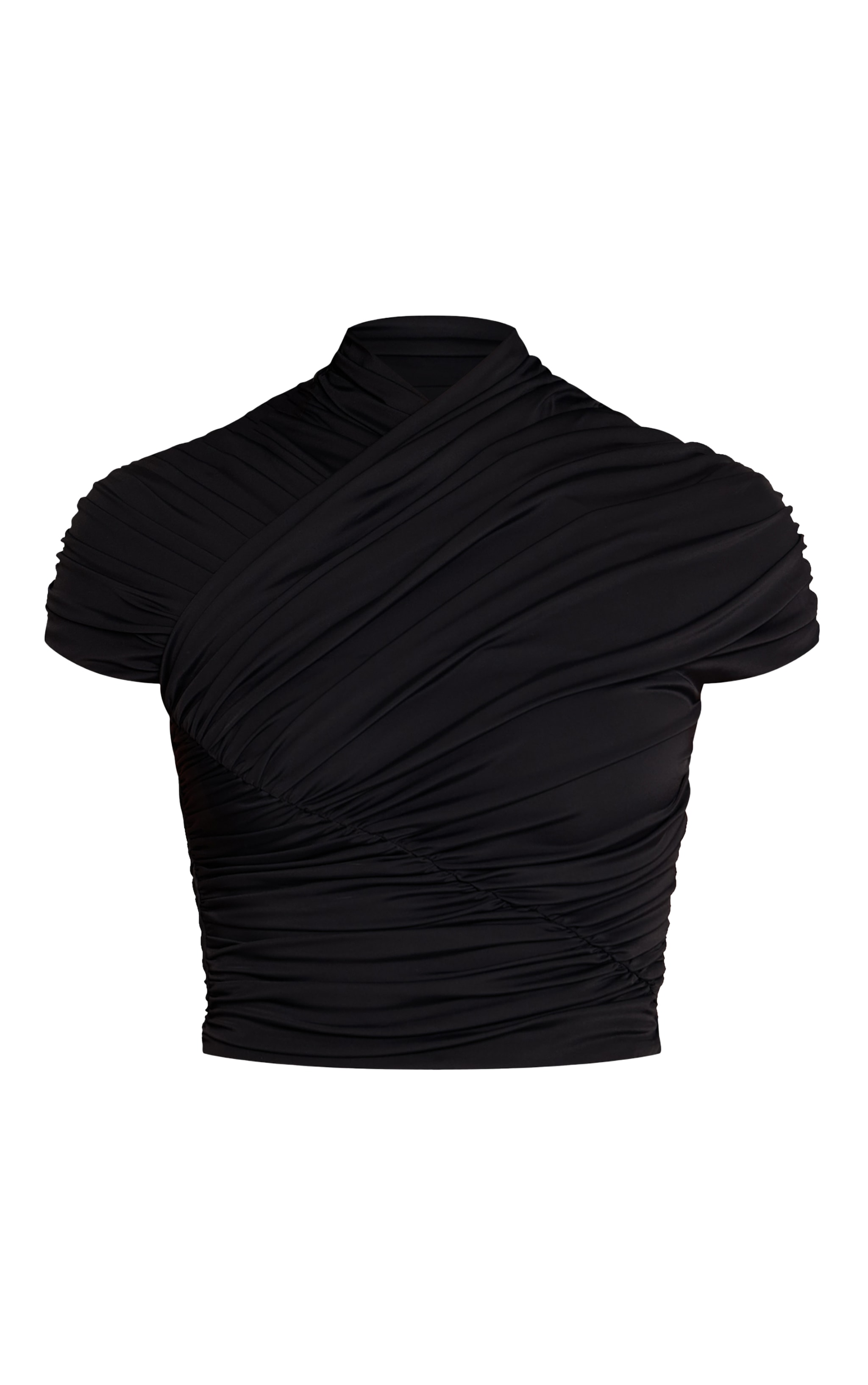 Black Slinky Soft Touch Ruched Wrap Top  image 5