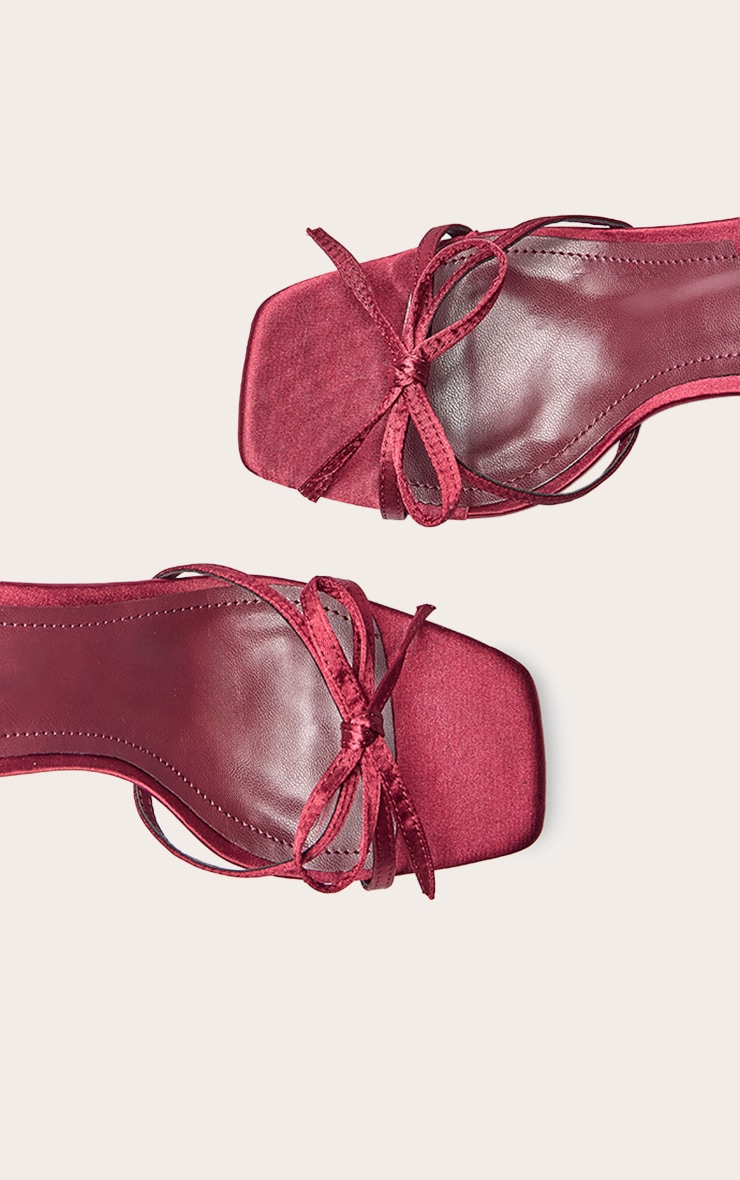 Plum Satin Bow Detail Open Toe Heeled Sandal image 4