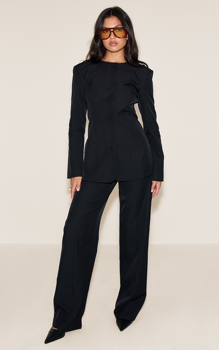 Black Tailored Wide Leg Pants image 1