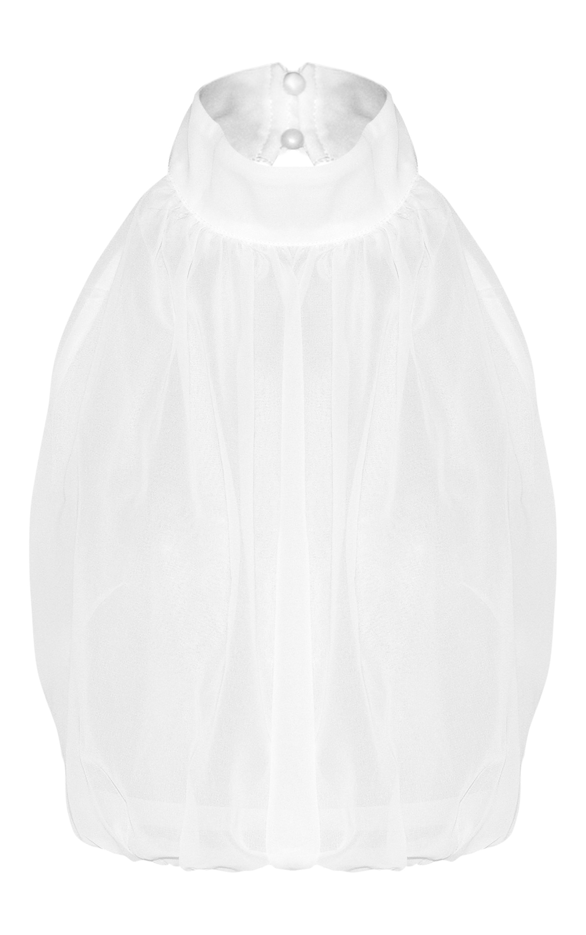 White Bubble Hem Chiffon Long Top image 5
