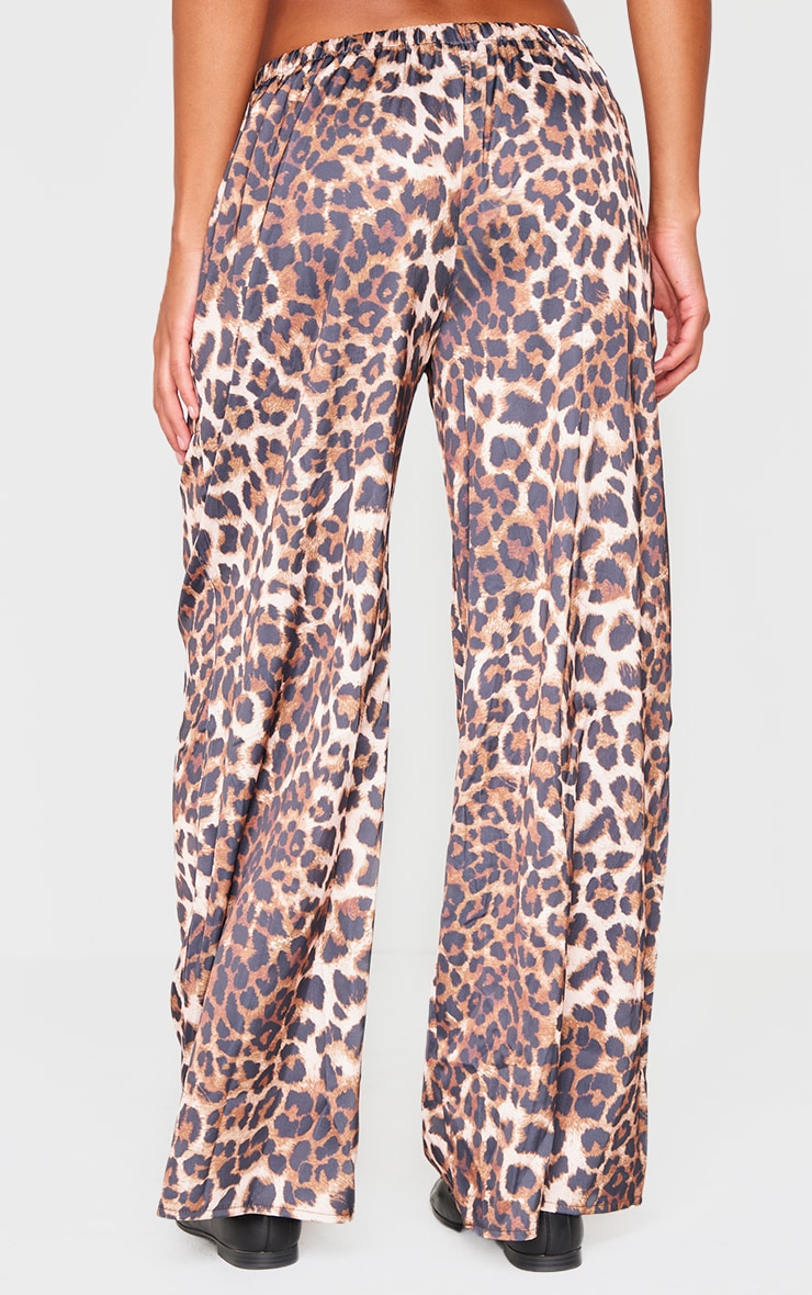 Leopard Premium Satin Low Rise Wide Leg Drawstring Pants image 3