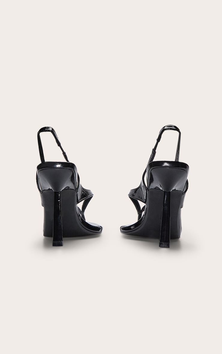 Black Toe Thong Almond Toe High Heeled Sandals image 4
