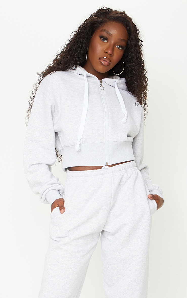 matching cropped hoodie and sweatpants