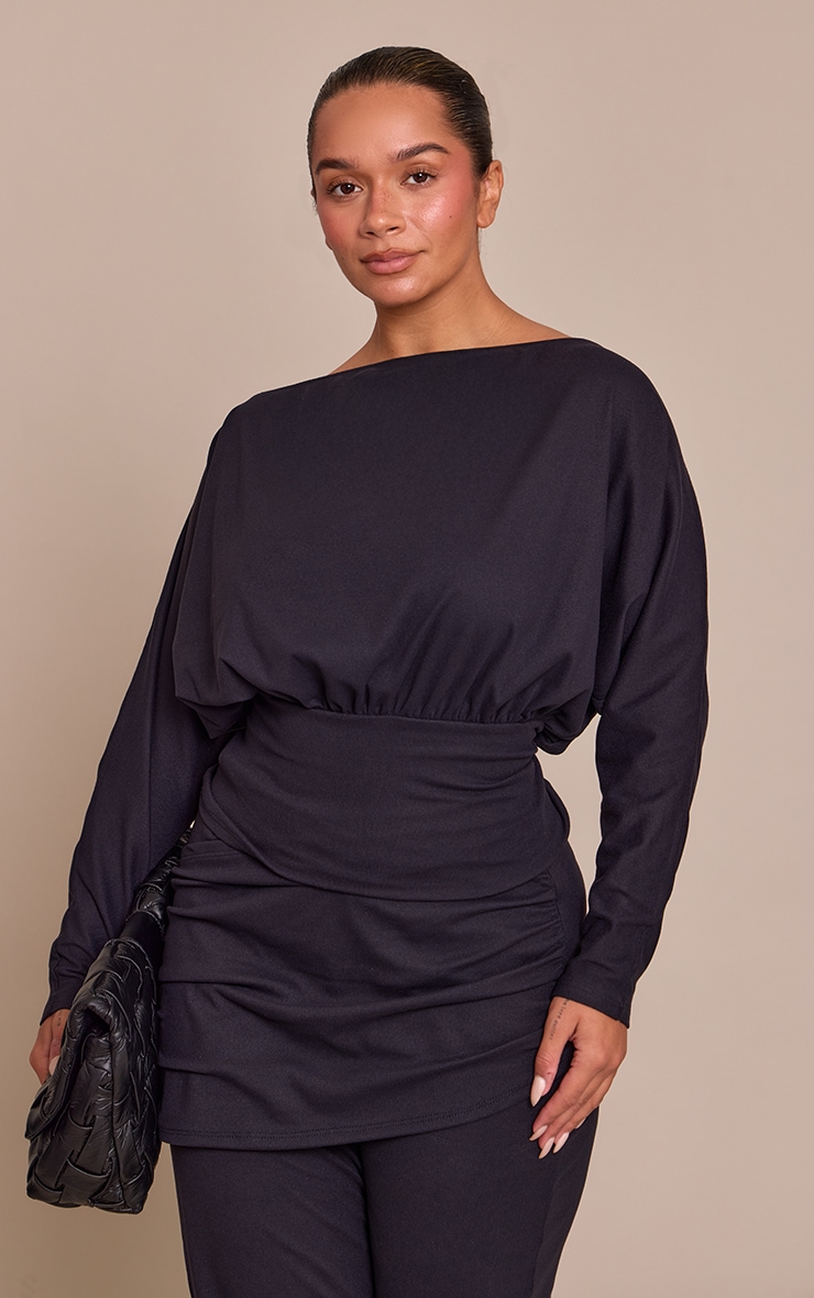 Shape Black Soft Touch Ruched Bust Detail Top image 1