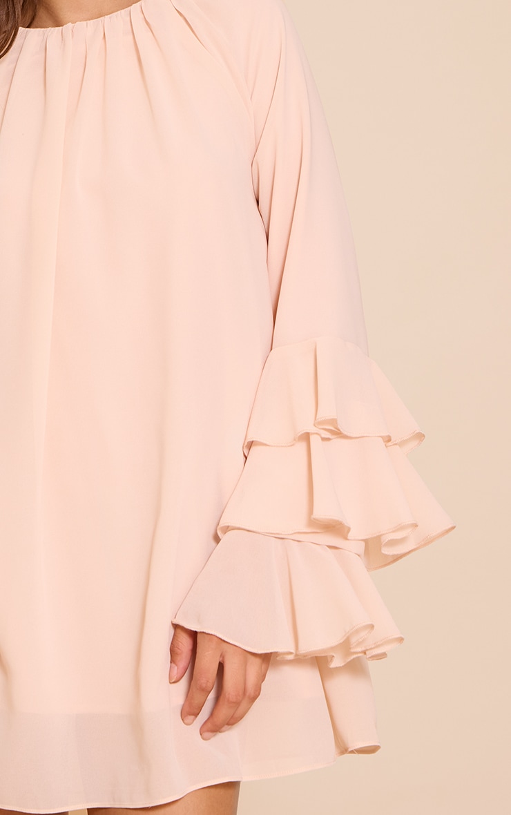 Blush Chiffon Frill Sleeve Detail Shift Dress image 4