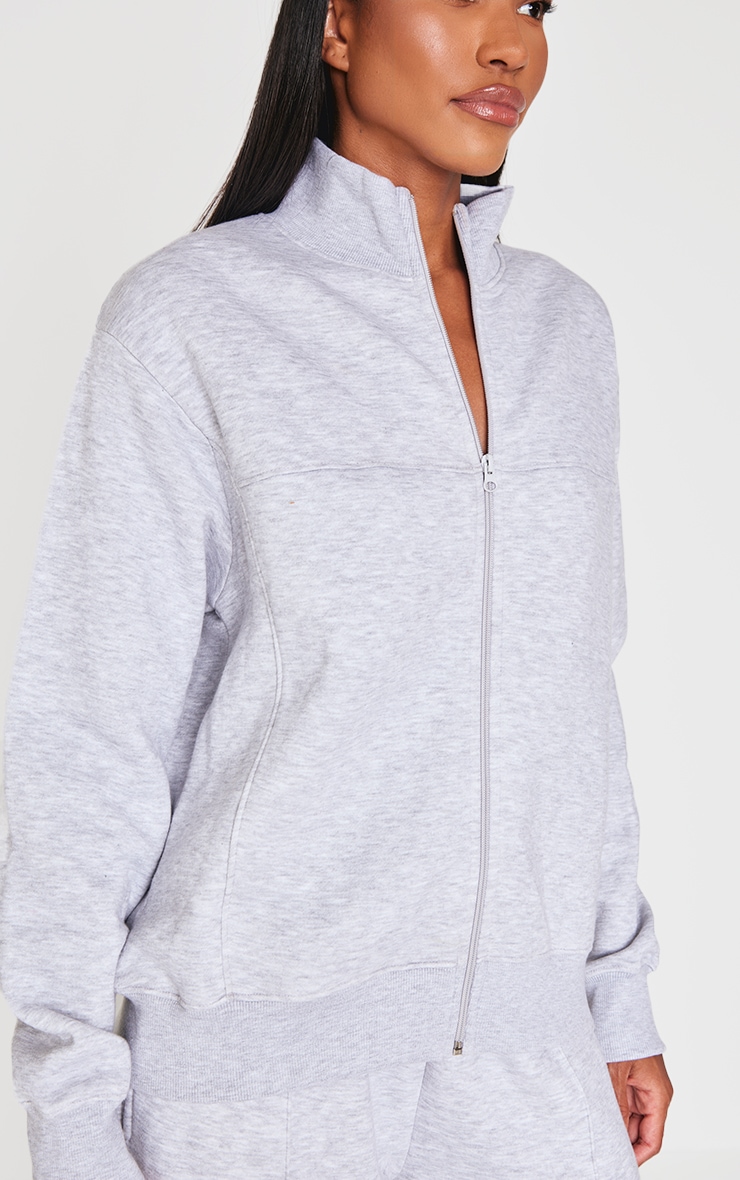 Ash Grey Seam Detailed Zip Up Sweatshirt image 4