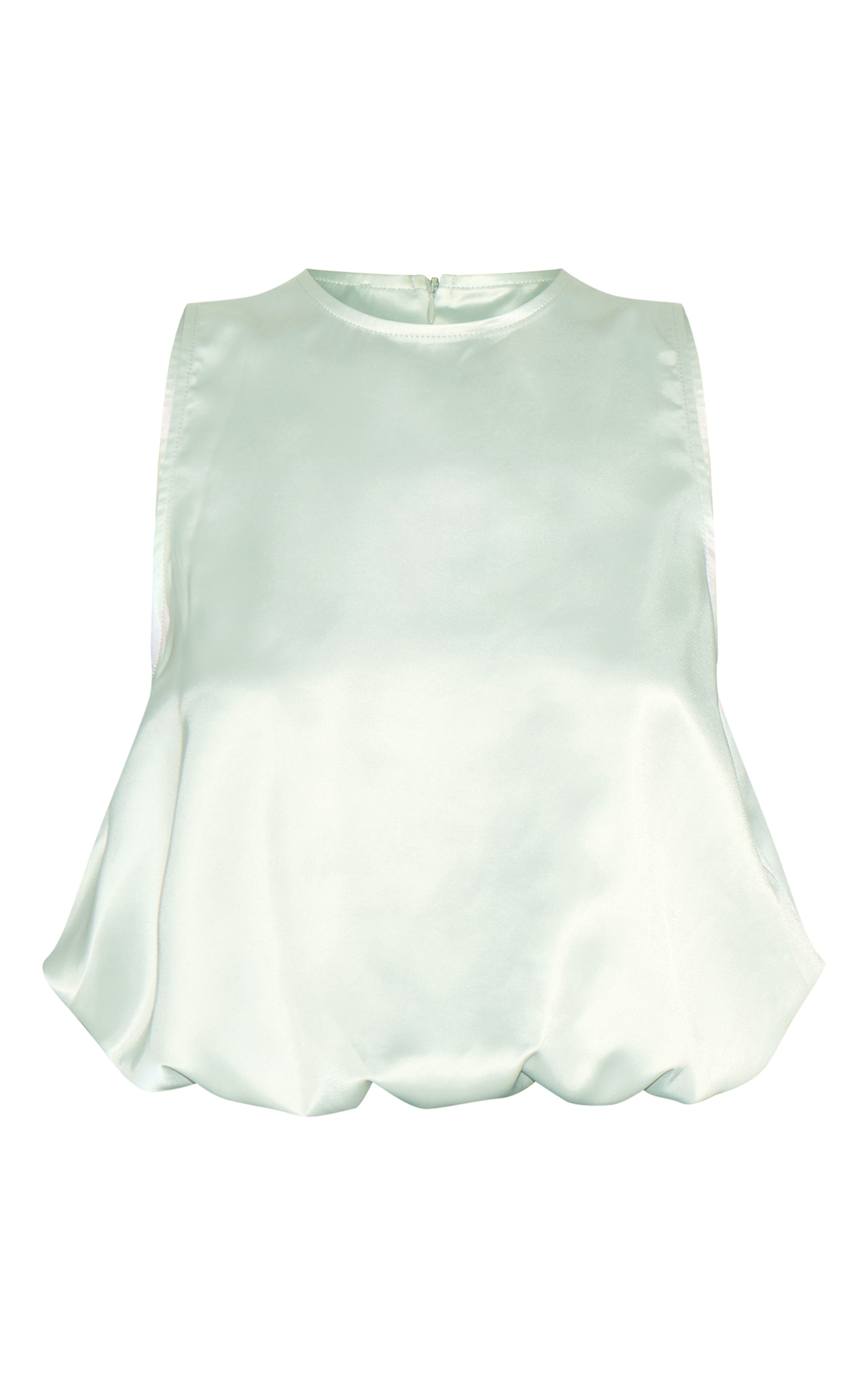 Sage Green Satin Bubble Hem Top image 5