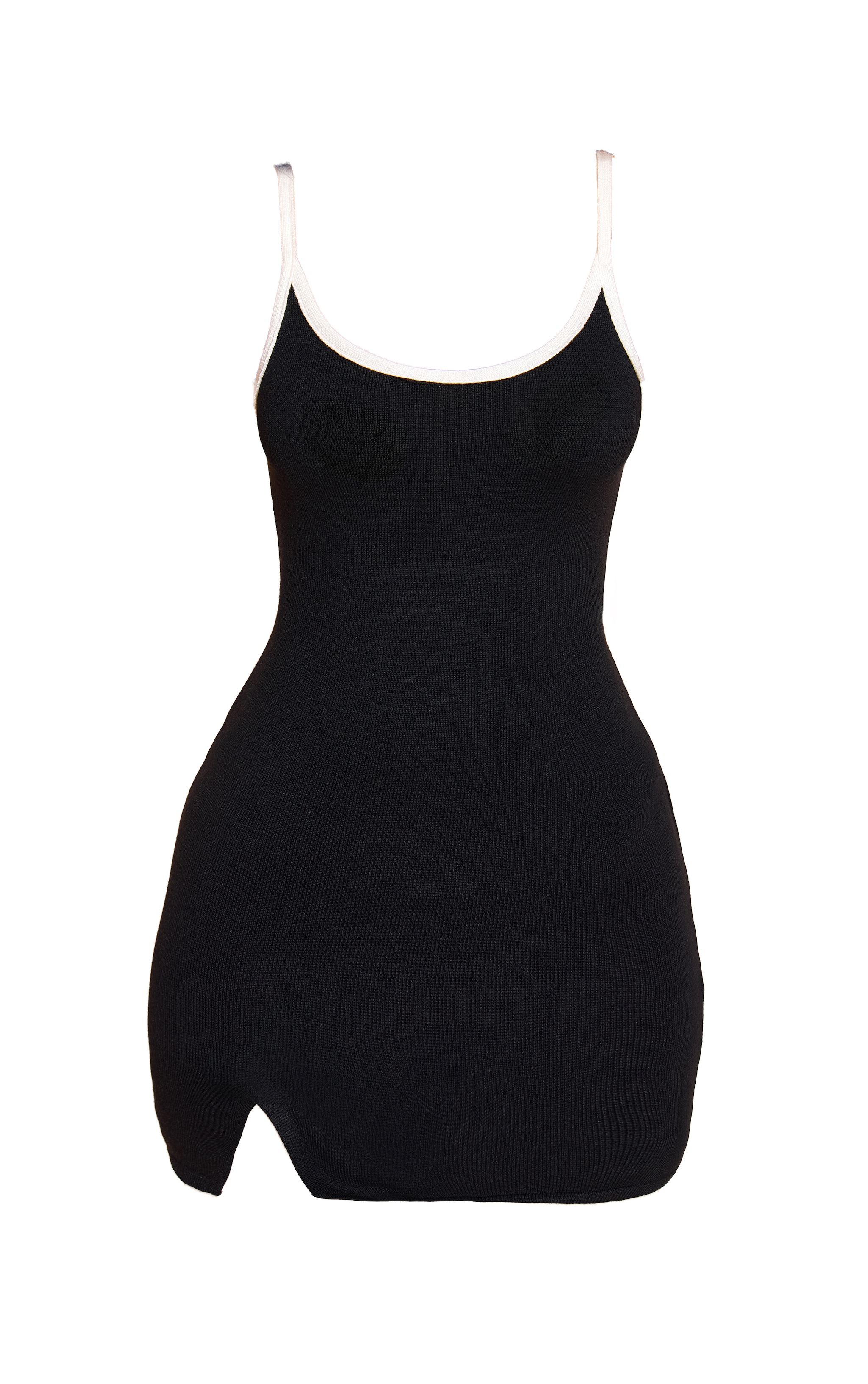 Petite Mini robe en maille tricot noire à bordures contrastantes image 5