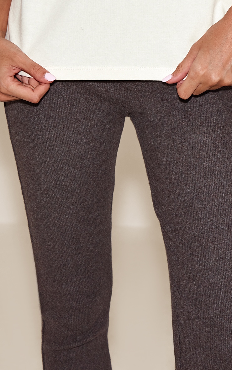 Legging côtelé brossé chocolat image 4