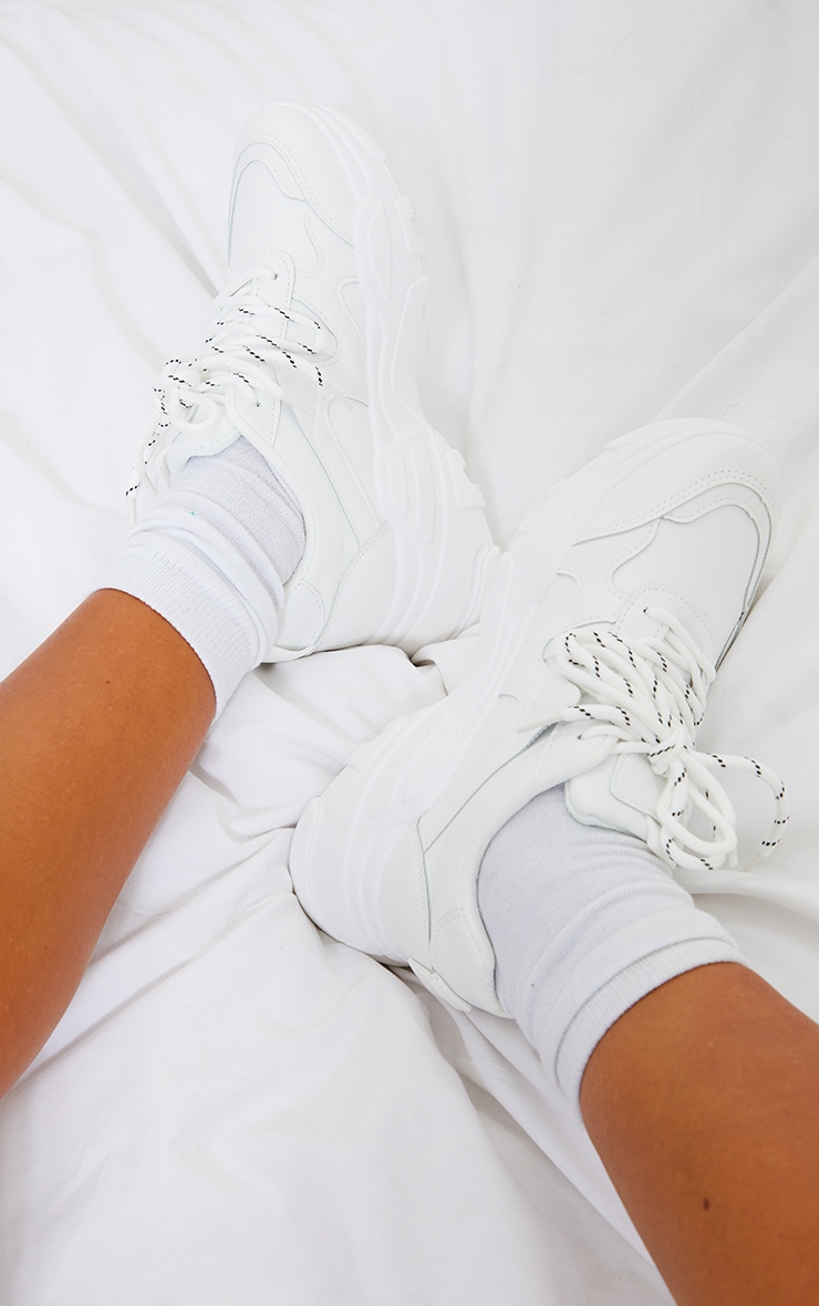 White Chunky Panel Detail Sole Hiker Sneaker