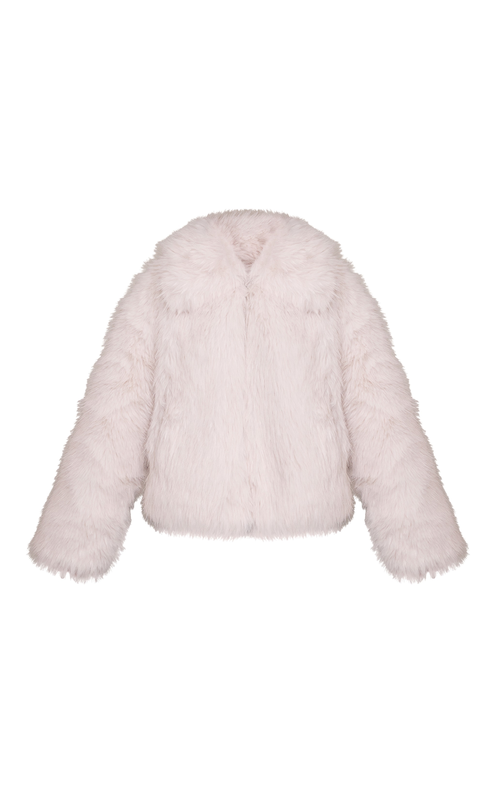 Cream Faux Fur Oversized Collar Coat image 5
