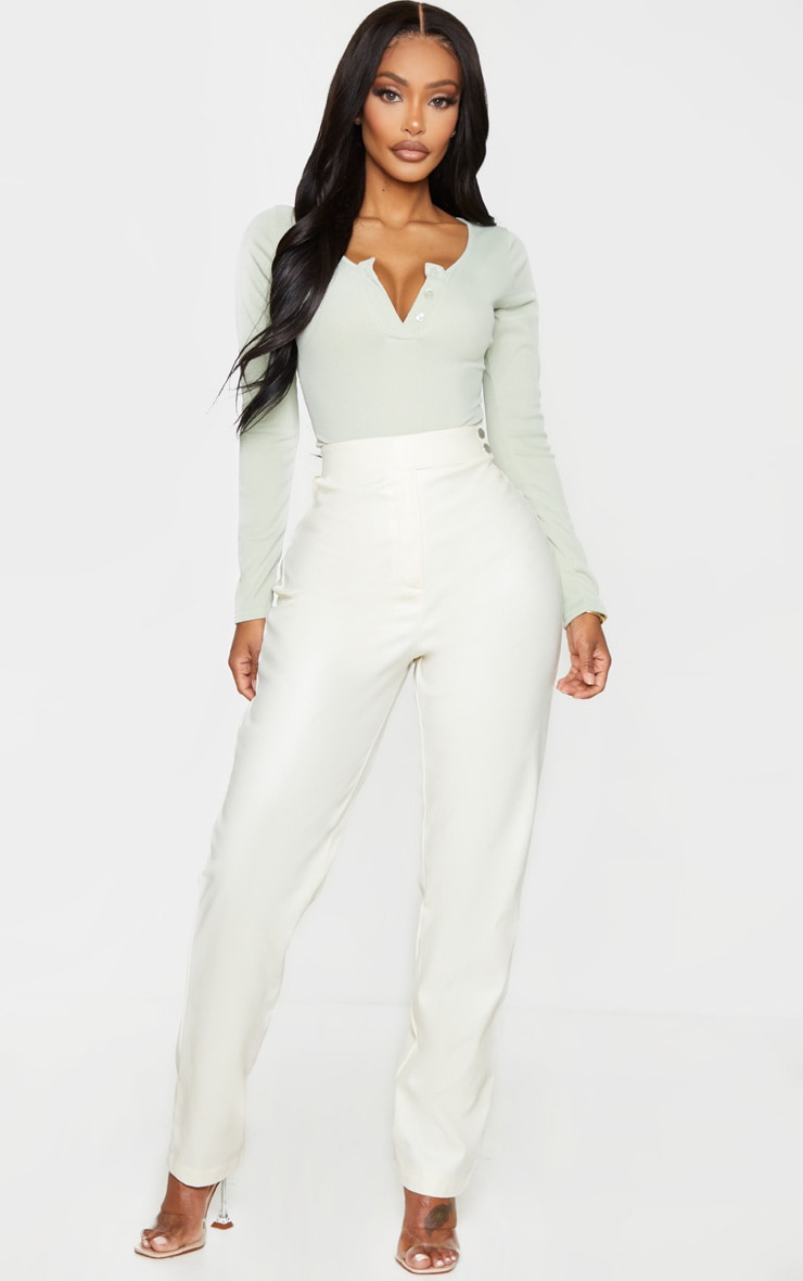 Shape Sage Green Ribbed Long Sleeve Bodysuit image 3